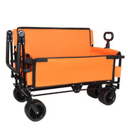 Folding Wagon Cart with Bench Seat & Canopy - 500lbs Capacity