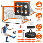Kids Soccer Goals Set For Backyard Portable Soccer Training Equipment with Ball Pump Cones Agility Ladder Target Carry Bag For Toddler Age 3+ Outdoor