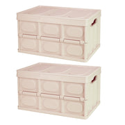 2Pcs 56L Collapsible Storage Bins With Dustproof Lid Waterproof Interior Bag Handle Stackable Storage Box Container Utility Organizer Crate For Campin