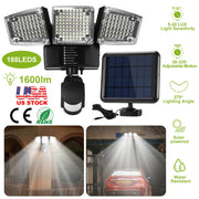 Solar Lights Outdoor 188 LEDs 1600lm Solar Security Lights Motion Sensor Lights 270¡Lighting Angle Waterproof Dusk to Dawn Solar Wall Lights 360¡Rotat