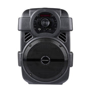 KOCASO Wireless Speaker Portable PA Karaoke System with 8" Subwoofer Sound System Wired Microphone w/ DJ Lights FM Remote Control