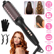 3 In 1 Thermal Brush Hair Curler Brush Hair Curler Straightener with 10 Heating Levels 30S Fast Heating Fit for All Hair Types for Home Travel