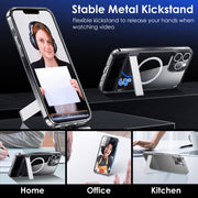 Magnetic Metal Kickstand Clear Case Shockproof Anti Yellowing Phone Cover Compatible with Magsafe Fit for IOS Phone 14 Pro Max