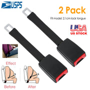 2Pcs Car Seat Belt Extender 9in Buckle Tongue Webbing Extension Safety Belt Auto Belt Clip Lengthening
