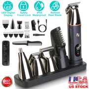 All In One Beard Trimmer for Men With 5 Trimmer Heads IPX5 Waterproof Electric Razor For Face Nose Body Beard Cordless Hair Shaver Clipper Grooming Ki