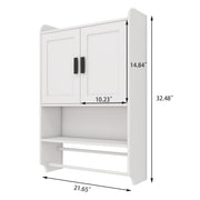 Wall Mounted Bathroom Cabinet with Towel Bar & Toilet Paper Holder