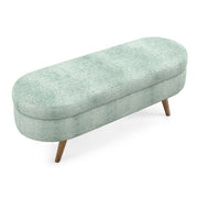 Oval Storage Ottoman Bench with Rubberwood Legs