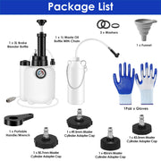 3L Manual Brake Bleeder Kit – Vacuum Pump with 1L Waste Bottle & 4 Adapters