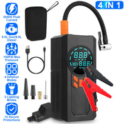 3000A 150PSI 12V Portable Jump Starter with Air Compressor 9.0L Gas/8.0L Diesel Jumper Box with 3 Light Modes Power Bank LCD Display
