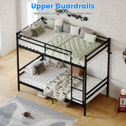 Twin Over Twin Metal Bunk Bed with Ladder and Guardrails
