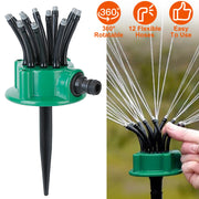 12-Tube Automatic Lawn Sprinkler with 360° Rotation