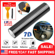 Black 7D Carbon Fiber Car Wrap High Gloss Vinyl Wrap Film Roll Bubble Free Air Release for Cars Laptops Phones
