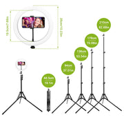 10" LED Ring Light – Dimmable, Tripod Stand, Phone Holder, USB Powered