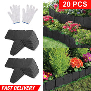 Plastic Garden Lawn Edging 20-Piece Cobblestone Effect