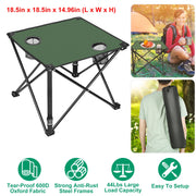 1Pc Foldable Camping Table Portable Picnic Table Lightweight Travel Desk with 2 Cup Holders Carrying Bag