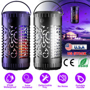 Solar Bug Zapper Garden Flame Flying Insect Killer Lamp Torch Mosquito Killer Trap with 2 Light Modes 600V Grid Handle Detachable Tray