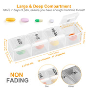 Weekly Pill Organizer AM PM Daily Medicine Pill Planner BPA Free Pill Box Vitamins Medication Supplements Holder with PU Leather Case