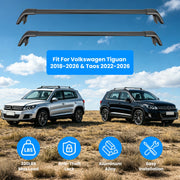 Roof Rack Cross Bars Fit for Volkswagen Tiguan 2018-2026 & Taos 2022-2026 with Factory Raised Side Rails Lockable Alumin