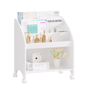 Kids Bookshelf with Wheels - 3-Tier Front Display Organizer