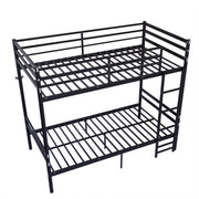 Twin Over Twin Metal Bunk Bed with Ladder and Guardrails