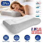 Ergonomic Bed Pillow with Dual Height Design & Breathable Mesh
