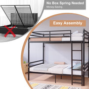 Twin Over Twin Metal Bunk Bed with Ladder and Guardrails