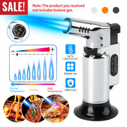 Culinary Butane Torch Lighter Refillable Blow Torch Flame Adjustable Flame Kitchen Cooking BBQ Torch w/ Fire Lock (Gas Not Included)