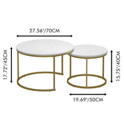 Nesting Coffee Table Set of 2 with Marble Pattern Tops