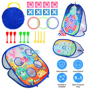 5 in 1 Bean Bag Toss Game Toy Corn Hole Game Beanbag Toss Game Dart Board Game Loop Toss Game Outdoor Activities Party Backyard Games Set for Boys Gir