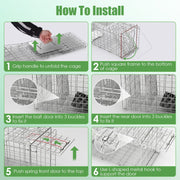 31×12×11" Heavy-Duty Folding Animal Trap | Humane Catch-and-Release Cage