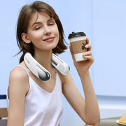 Portable Neck Cooling Fan With Type-C Charging Battery Hands-Free Bladeless Personal Fan 5 Speeds Digital Display Adjustable Neck Width for Man Woman
