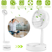 Portable Folding Desk Table Fan Quiet USB Rechargeable Telescopic Standing Floor Fan w/ 4 Speeds Adjustable Height 180¡ Tilting Angle For Office Home
