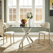 Upholstered Dining Chairs Set of 2 with Curved Back