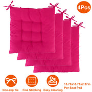 4Pcs Chair Cushion Pads Pillow 15.75x15.75x2.37in Soft Tie On Square Sitting Mats For Home Office Car Sitting Travel