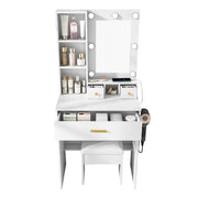 Vanity Desk Set with LED Lighted Mirror & Padded Stool
