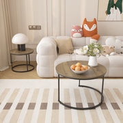 Nesting Coffee Table Set of 2 with Marble Pattern Tops