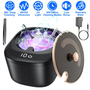 Ultrasonic Retainer Cleaner 45kHz Ultrasonic Cleaning Machine with 3 Modes 230ML Capacity UV Light for Denture Mouth Guard Aligner Dental Trays Braces