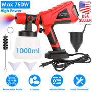 750W Electric Paint Sprayer Handheld HVLP Spray Painter Painting Spray Gun For Fences Brick Walls with  3 Spray Patterns 1000ML Detachable Cup