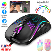 Wired Gaming Mouse 7200 DPI Laptop Optical Mouse Honeycomb Lightweight  Mouse with 4 Adjustable DPI Levels 7 Changeable Colors 6 Keys