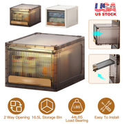 16.5L Stackable Storage Bin Plastic Drawer with Lid Closet Organizer Two Ways Opening Storage Box for Closet Kitchen Living Room Bedroom