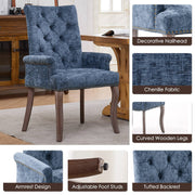 Tufted Dining Chair with Nailhead Trim & Curved Wood Legs