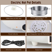 Electric Hot Pot with Steamer 1.8L Dual Power Ceramic Cooker