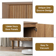 Walnut Buffet Sideboard Cabinet with Line Groove Doors