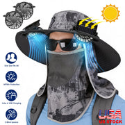 Solar Fan Hat with UPF50+ Sun Protection and Neck Flap