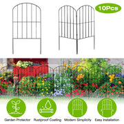 10Pcs Decorative Garden Fence Rustproof Iron Wire Arched Fence Animal Barrier Border 12.59Ó Width 23.93Ó Length For Yard Landscape Patio Outdoor Decor