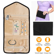 Travel Jewelry Organizer Case Foldable Jewelry Roll Storage Bag for Journey-Rings Necklaces Earrings Bracelets