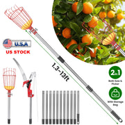 Extendable Pole Saw & Fruit Picker with 65Mn Steel Blade