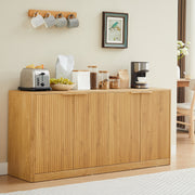 Fluted Sideboard Cabinet with 4-6 Doors and Wood-Grain Top