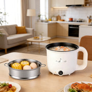 Electric Hot Pot with Steamer 1.8L Dual Power Ceramic Cooker