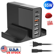 USB Fast Charger 45W 4-Port Fast Charging Station Type-C Wall Charger PD Adapter with 1 Type-C Port 3 USB-A Ports Fit for IOS Phone 13/iPad/Galaxy/Lap